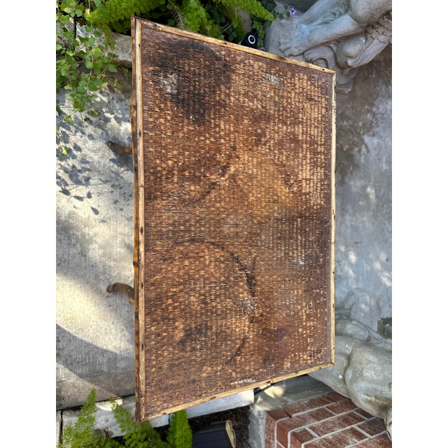 Late 19th Century 19th C Scorched Tortoise Bamboo Entry Console Table For Sale - Image 5 of 12