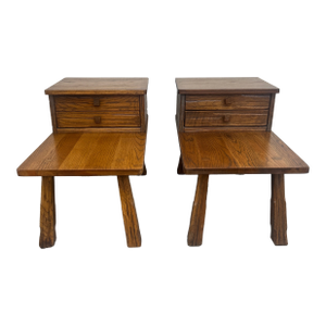 Vintage Brandt Furniture Ranch Oak Step Tables With Draws