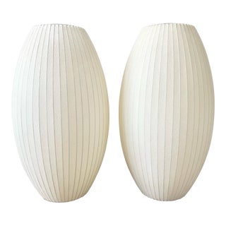 Set of 2 Vintage Mid-Century Modern Howard Miller George Nelson Bubble Cigar Lamps For Sale