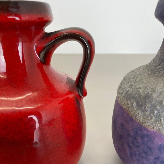 Pottery Fat Lava Vases in Purple-Red from Jopeko, Germany, 1970s, Set of 2 For Sale - Image 9 of 18