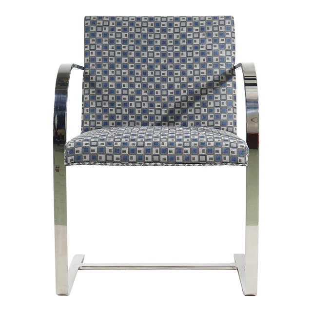 1970s Vintage Brno Attributed Flat Bar Patterned Cantilever Chair For Sale