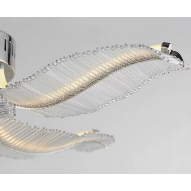 Contemporary Art Nouveau Polished Chrome and Glass Led Ceiling Fixture For Sale - Image 4 of 4