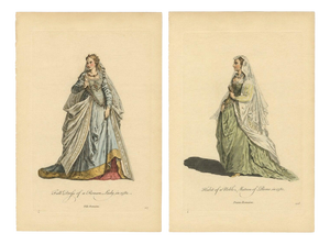 European School, Roman Noblewomen Costume, 1749, Paper Engravings