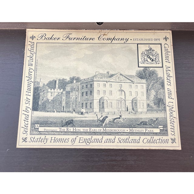 1970s Baker Furniture Stately Homes Demilune Inlaid Wood Game Table For Sale - Image 12 of 12