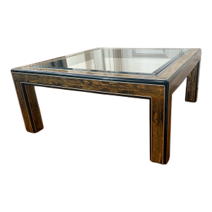 Acid-Etched Brass & Glass Coffee Table, C. 1960s–1970s