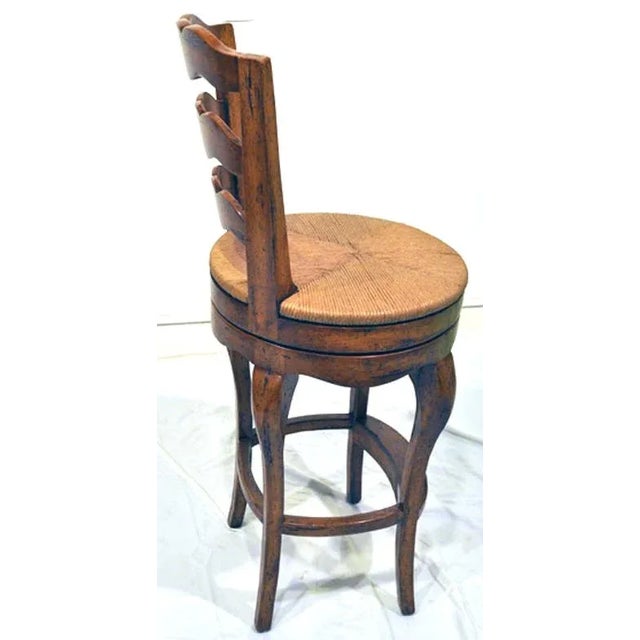 Ladderback Swivel Barstools- A Pair For Sale - Image 4 of 9