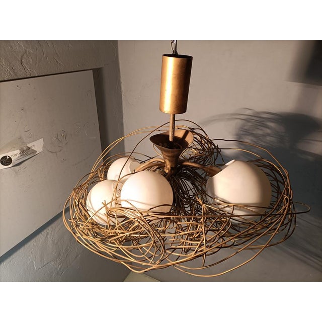 Gold Sculpture Chandelier Nest Model in Brass and Opaline Glass by Roberto Giulio Rida, 1990s For Sale - Image 8 of 9