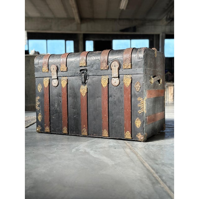 Camel Top Steamer Trunk For Sale - Image 6 of 6