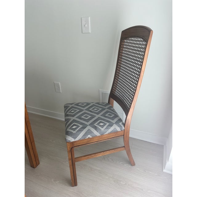 1980s Keller Cane Back Expandable Dining Table & Chairs – Set of 7 With Leaf For Sale In Tampa - Image 6 of 11