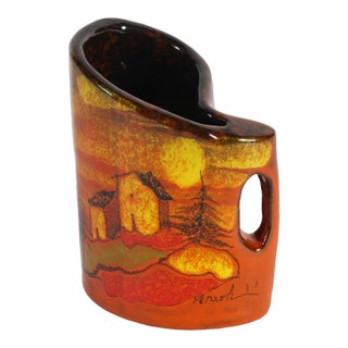 Romulo Remus Verzolini Questa Maiolica Red Vase Signed Mid Century Italy For Sale