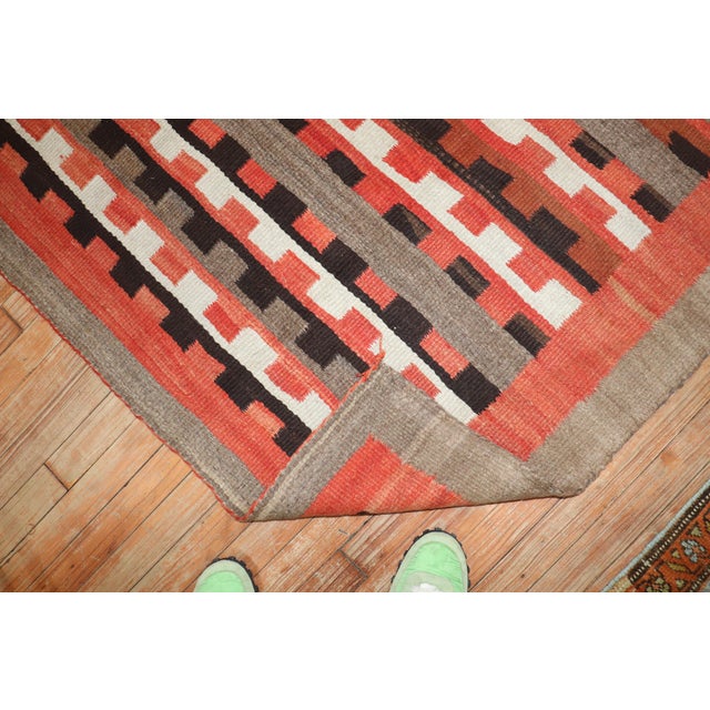 Red Early 20th Century Zabihi Collection American Navajo Square Tribal Rug - 4'5" x 4'9" For Sale - Image 8 of 11