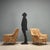 1950s Italian-made armchairs, featuring a typical period design that combines comfort and style. The sturdy structure is...