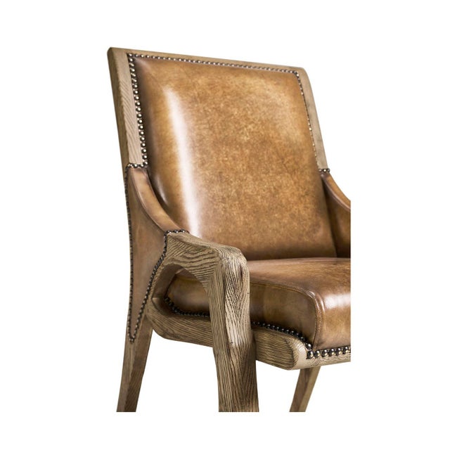 Rustic Western Leather Side Chair For Sale - Image 4 of 8