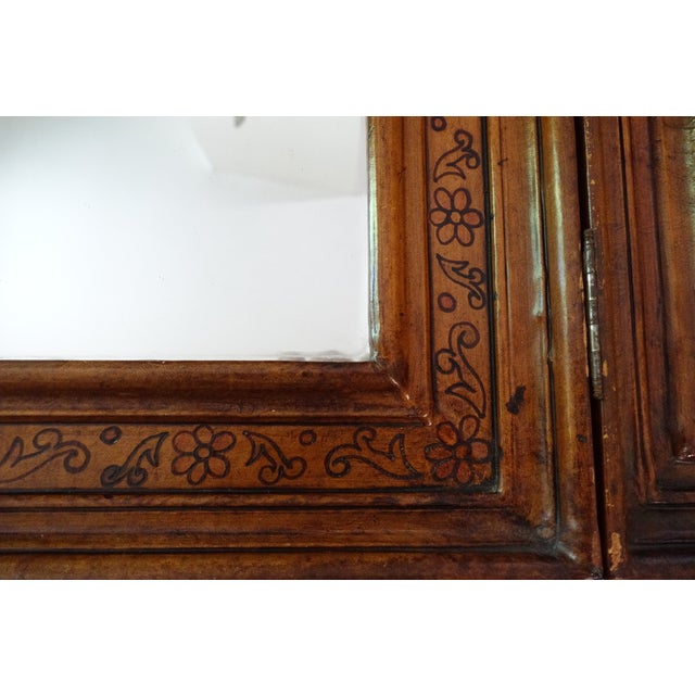 Large Antique Triptych Mirror in Embossed Leather, 1890s For Sale - Image 3 of 8