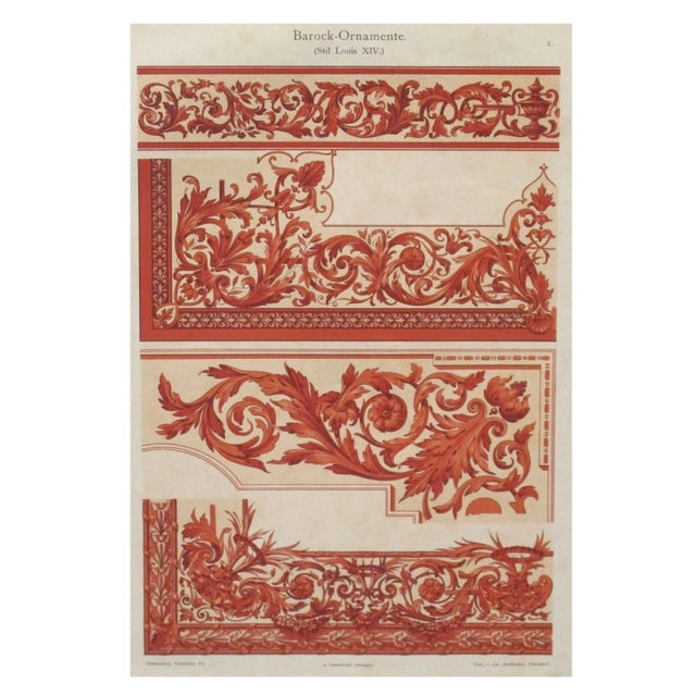 Colorful Decorator Sheet - Crimson C. 1900 For Sale