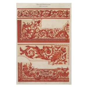 Colorful Decorator Sheet - Crimson C. 1900