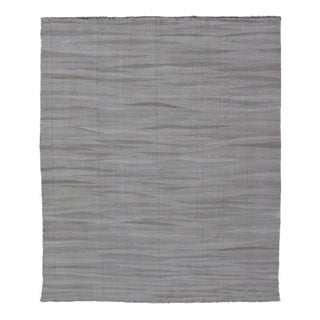 Keivan Woven Arts Large Modern Turkish Flat-Weave in White & Neutral Tone 11'2 X 14'1 For Sale