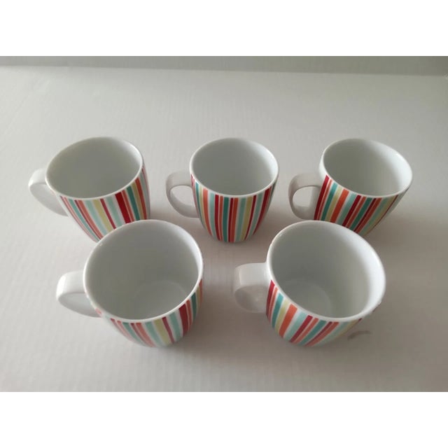 Mid-Century Modern Vintage Mid-Century Modern Crate & Barrel Vertical Stripe Coffee Tea Mugs -Set of 5 For Sale - Image 3 of 5