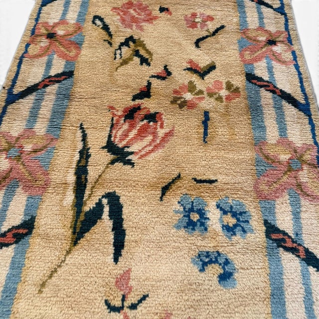 A charming and distinctive vintage Turkish runner from the 1960s, showcasing a delightful interpretation of mid-century...