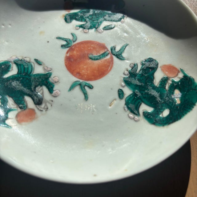 Antique Chinese Late 19th Century Famille Rose Hand-Painted Porcelain ‘Appreciation’ Plate For Sale - Image 4 of 5