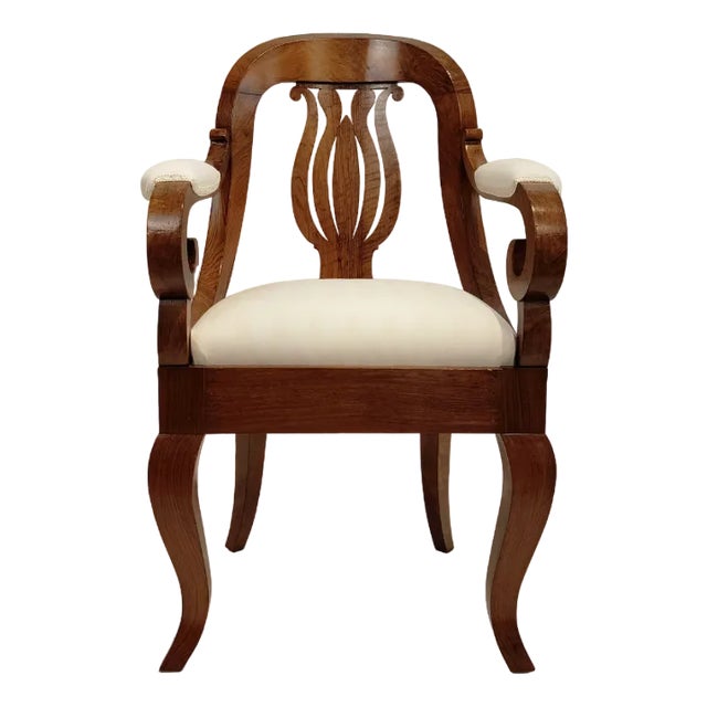 19th Century Biedermeier Walnut Armchair For Sale