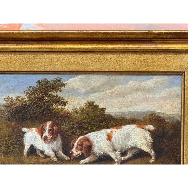 Late 19th/Early 20th Century Oil on Board Painting of Spaniels For Sale - Image 6 of 6