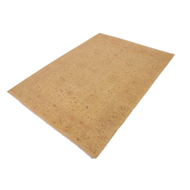 Rustic Classic Ziegler Gold Tan Hand-Knotted Wool Rug - 9'4'' X 11'10'' For Sale - Image 3 of 8