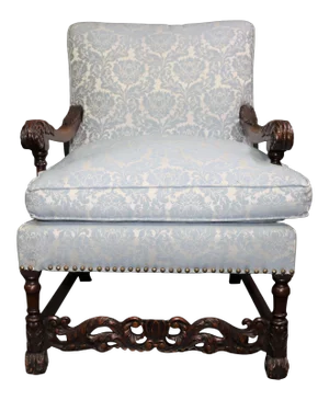 Rococo Style Carved and Upholstered Lounge Chair