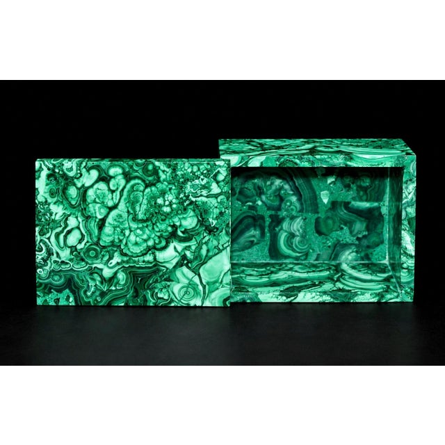 Malachite Box Butterfly and Lake Italian Crafted Gemstone Box For Sale - Image 10 of 18