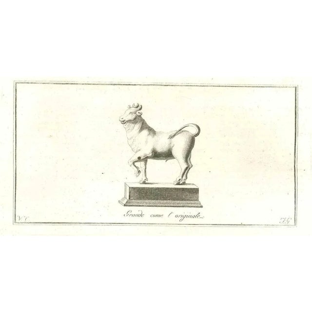 Ancient roman statue, from the series "antiquities of herculaneum", is an original etching on paper realized by vincenzo...