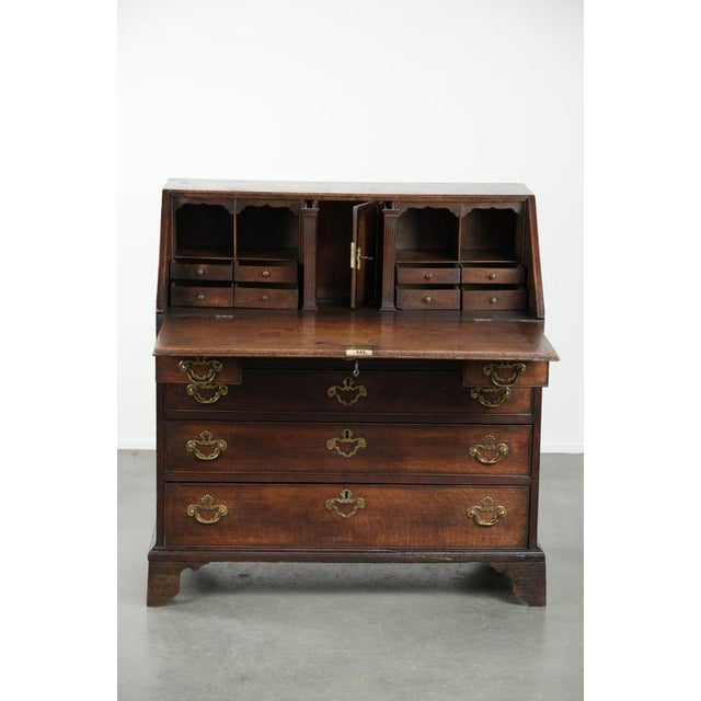 Antique English Oak Secretary with Drawers, 18th Century For Sale - Image 3 of 14