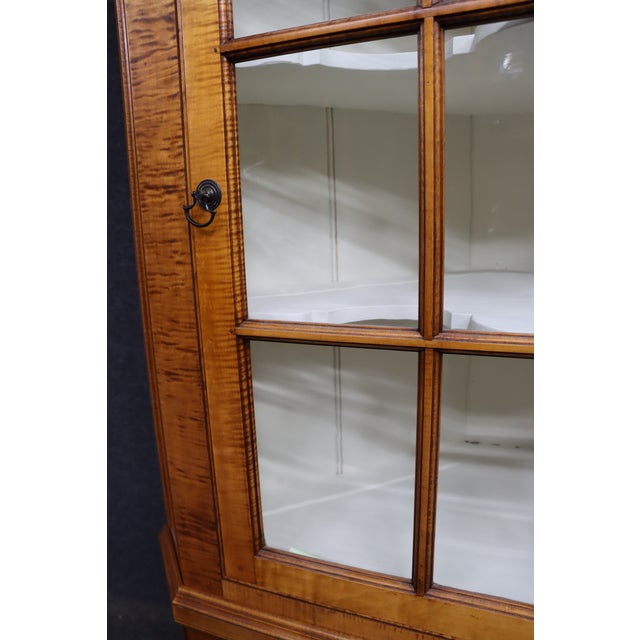D. R. Dimes Benchmark Tiger Maple Corner Cabinet For Sale - Image 9 of 18