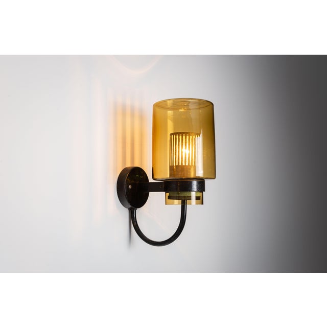 Black Metal Wall Lamps with Yellow Shades and Inner Diffuser, 1960s, Set of 2 For Sale - Image 6 of 15