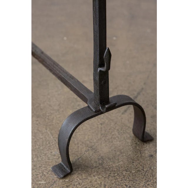 Antique French Wrought Iron Andirons, 19th Century, Set of 2 For Sale - Image 4 of 7