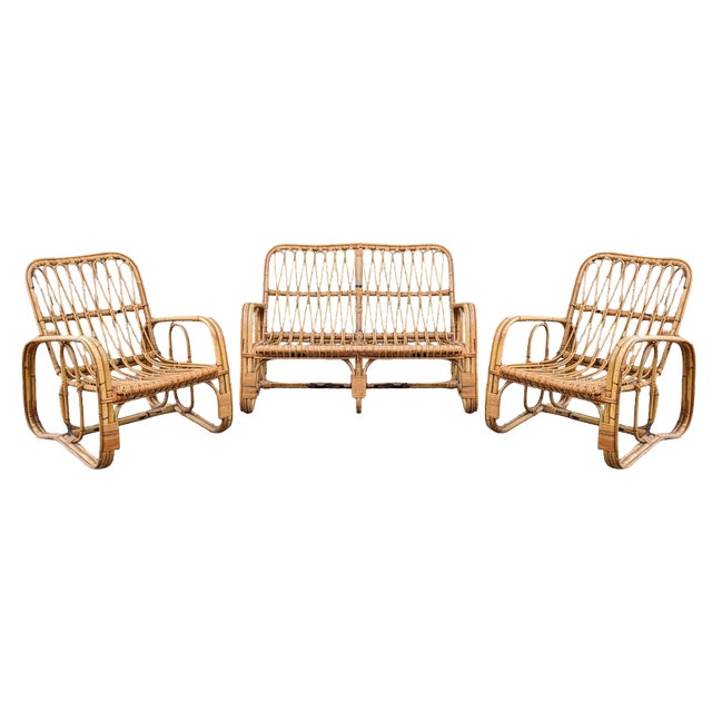 Wicker Living Room Set attributed to Lio Carminati, Italy, 1960s, Set