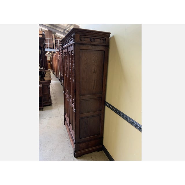 Antique Neo-Gothic Wardrobe with Linen Compartments, 1880 For Sale - Image 11 of 13