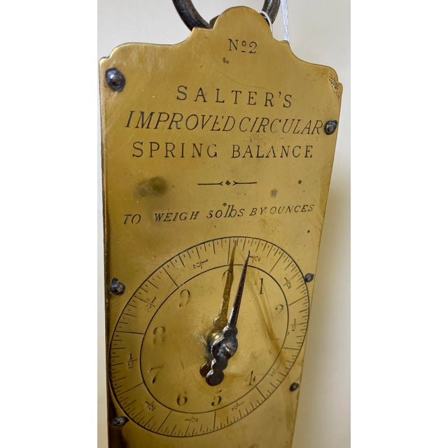 English Antique 30 Lb Capacity Brass Salter Improved Circular Spring Balance Scale #2 From England - Circa 1920 For Sale - Image 3 of 11