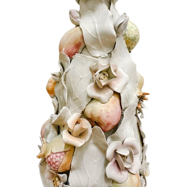 Mid-Century Italian Porcelain Pastel Fruit Topiaries & Table Lamp Conversions by Ardalt For Sale - Image 11 of 18