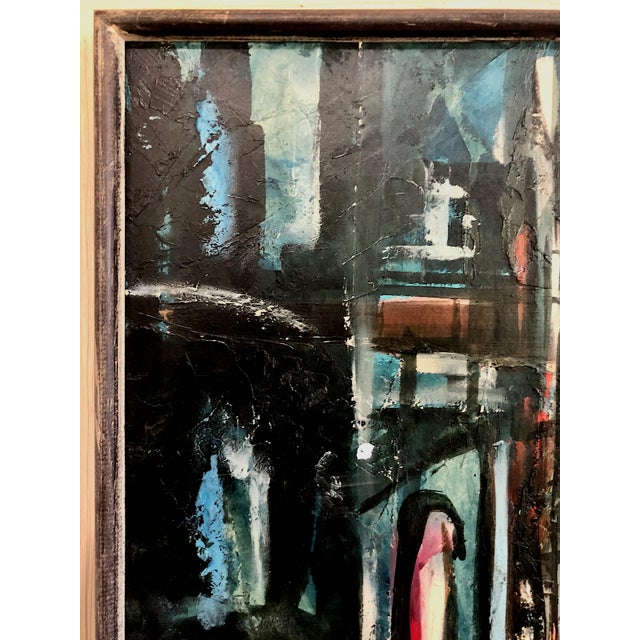 Abstract Abstract Expressionist Impasto Painting of Nighttime San Francisco For Sale - Image 3 of 10