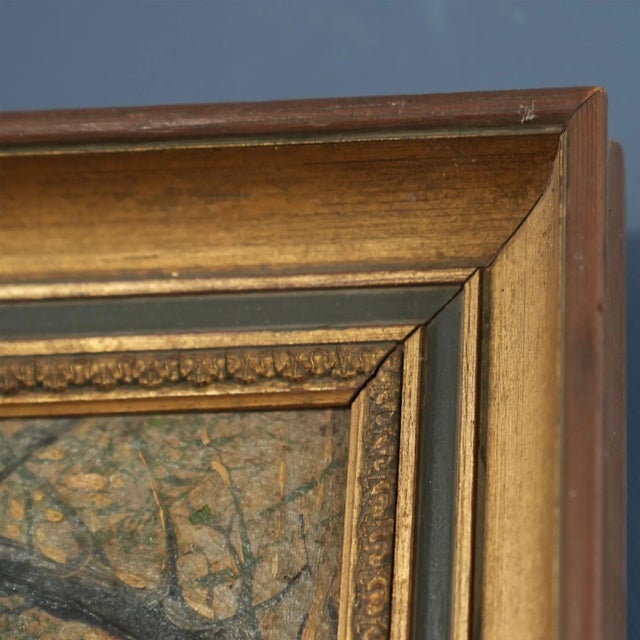 Tan Lancaster Covered Bridge Original Oil Painting 1940'S For Sale - Image 8 of 12