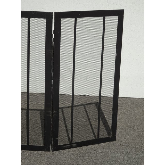 Vintage French Country Black Three Panel Fireplace Screen For Sale In Los Angeles - Image 6 of 16