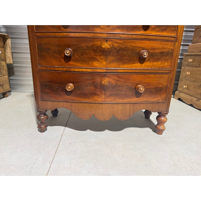 Antique Mahogany Two Over Three Drawers - Bow Front Chest of Drawers From England For Sale - Image 11 of 18