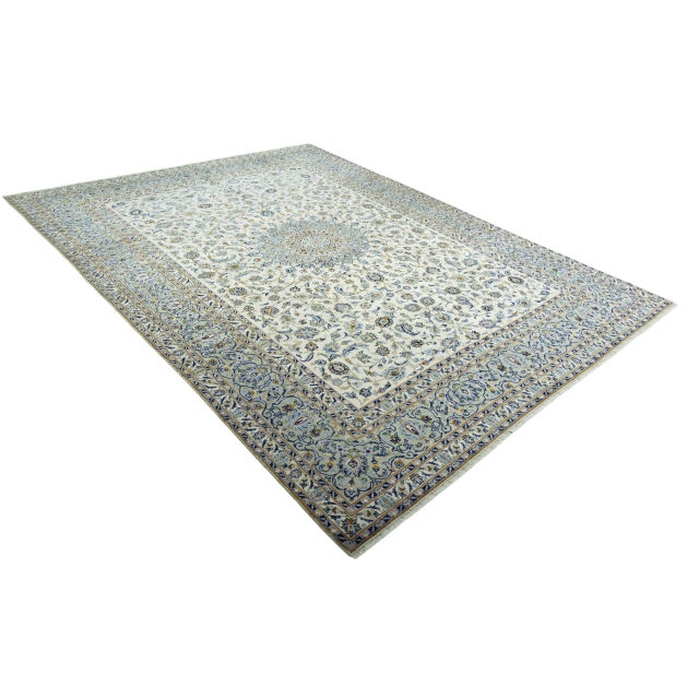 Mid-Century Modern Middle Eastern Hand-Knotted Kashan Rug in Wool, 1990s For Sale - Image 3 of 13