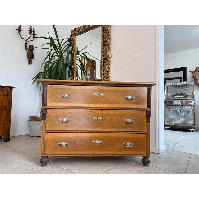 Original restored Biedermeier 3-drawer antique chest of drawers. Dimensions: Height x Width x Depth 87 x 120 x 63 cm. For...