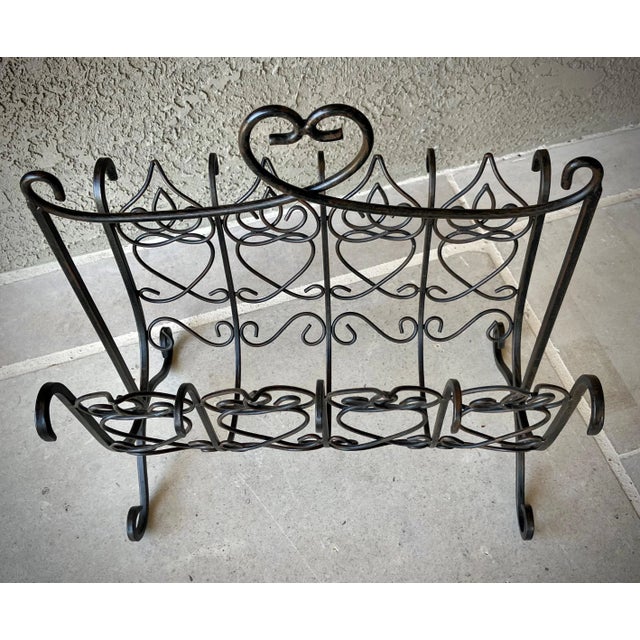 Late 20th-Century Iron & Steel Marrakech Trellis-Inspired Design Distressed Media Rack For Sale - Image 10 of 12