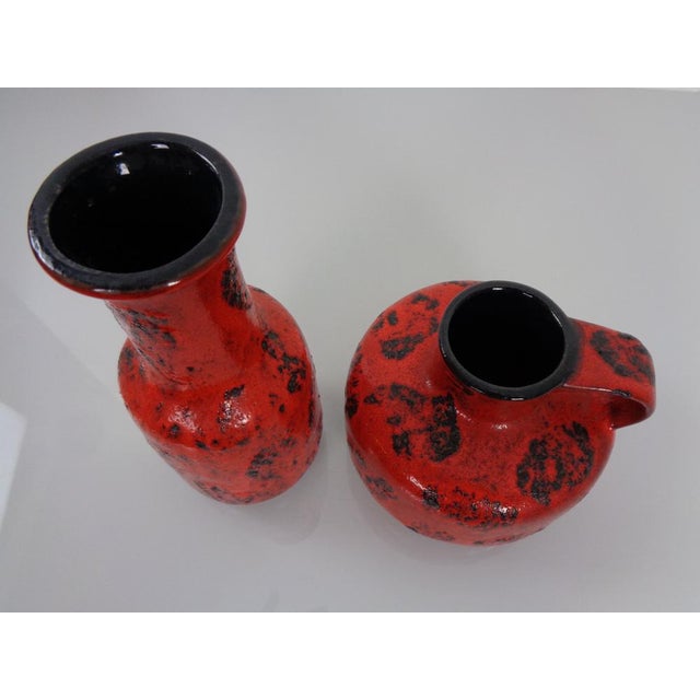 Red Lava Ceramic Vases from Gräflich Ortenburg, 1960s, Set of 2 For Sale - Image 9 of 18