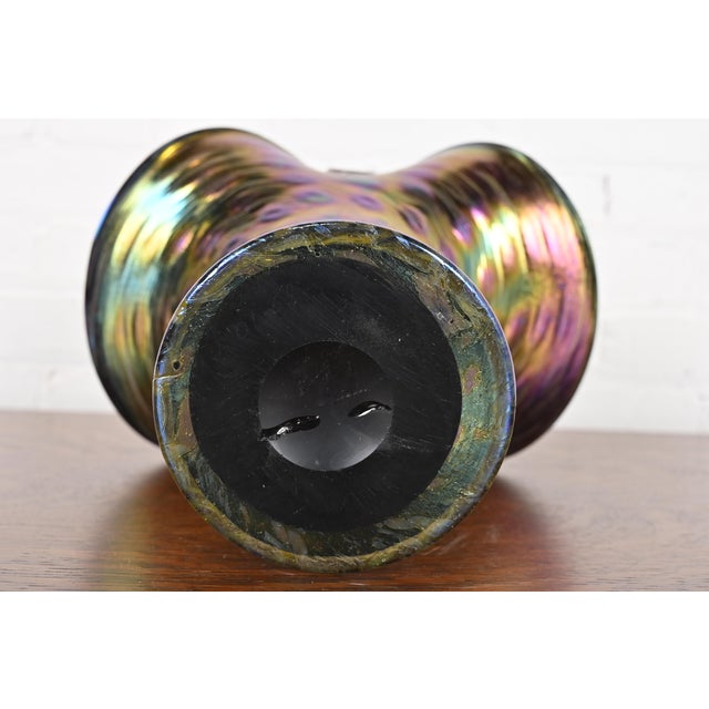Wilhelm Kralik Sohn Art Nouveau Iridescent Art Glass Large Basket or Vase, Circa 1900 For Sale - Image 10 of 12
