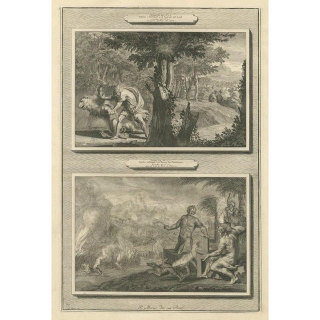 Pieter Mortier, Samson Kills the Lion and Burns the Philistines' Corn, 1700, Engraving For Sale - Image 12 of 12