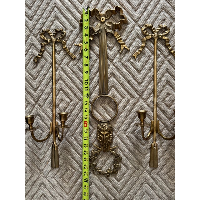 Vintage Brass Candle Holders/Candle Sconces/ Wall Decor For Sale - Image 14 of 14