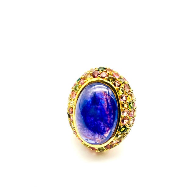 Bochic "Orient" Vintage Sapphire & Multi Gem Ring Set In 18K Yellow Gold & Silver For Sale - Image 14 of 18